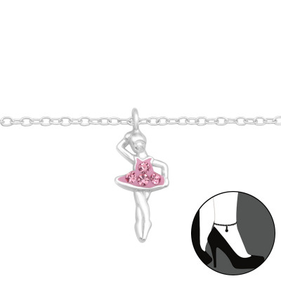 Silver Ballerina Anklet with Crystal