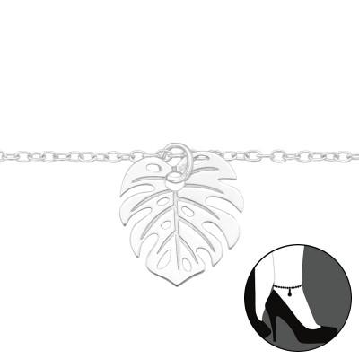 Silver Laser Cut Leaf Anklet