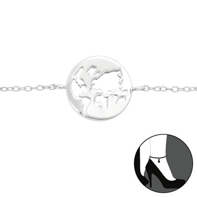 Silver World Anklet