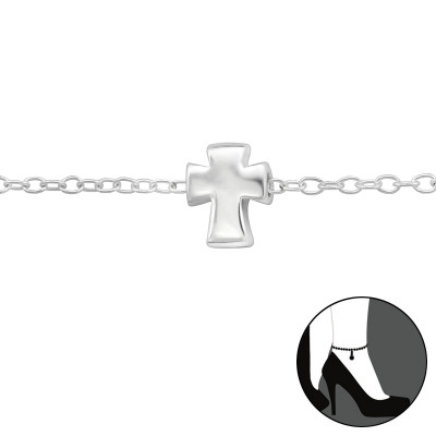 Silver Cross Anklet