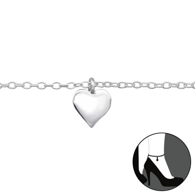 Silver Heart Anklet