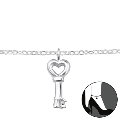 Silver Key Anklet