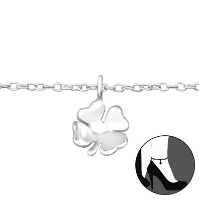 Silver Lucky Clover Anklet