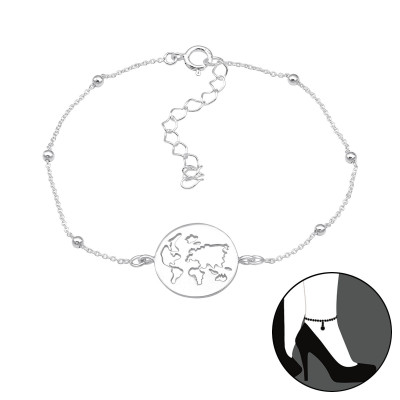 Silver World Anklet