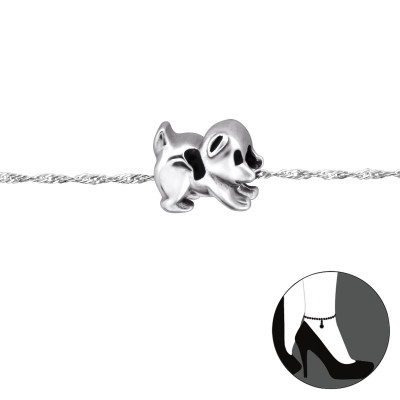 Dog Sterling Silver Anklet with Epoxy