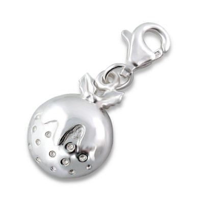 Christmas Pudding Sterling Silver Clip on Charm