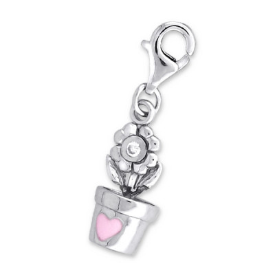 Flower Sterling Silver Clip on Charm