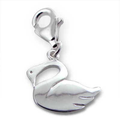 Swan Sterling Silver Clip on Charm