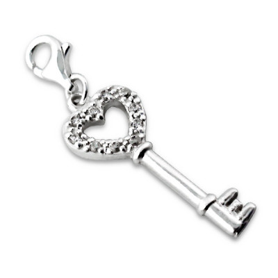 Key Sterling Silver Clip on Charm