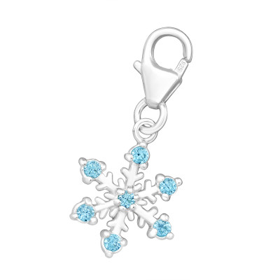 Silver Snowflake Clip on Charm with Cubic Zirconia