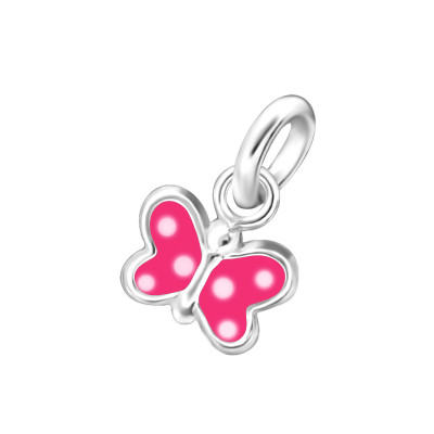 Butterfly Sterling Silver Charm with Split ring with Epoxy