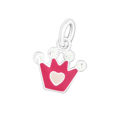 Silver Crown Charm with Split ring