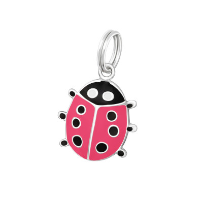 Silver Ladybug Charm with Split Ring and Epoxy