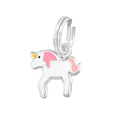 Silver Unicorn Charm with Split Ring with Epoxy