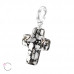 Silver Cross Split Ring Charm with Genuine European Crystals