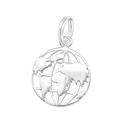 Silver World Charm with Split Ring