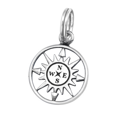 Silver Compass Charm with Split ring