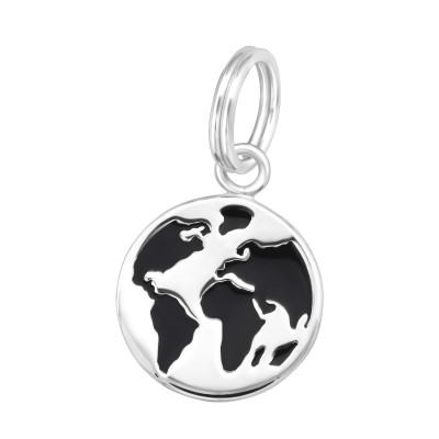 Silver Earth Charm with Split Ring with Epoxy