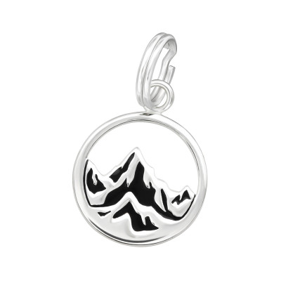 Silver Mountain Charm with Split ring with Epoxy