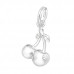 Silver Cherry Charm with Split ring with Cubic Zirconia