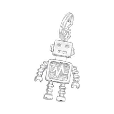 Silver Robot Charm with Split ring