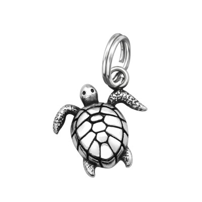 Silver Turtle Charm with Split Ring