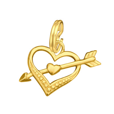 Silver Heart and Arrow Charm with Split ring