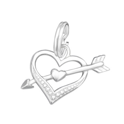 Silver Heart and Arrow Charm with Split ring