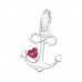 Silver Anchor Charm with Split ring with Cubic Zirconia