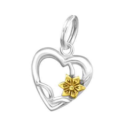 Heart Sterling Silver Charm with Split ring