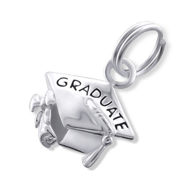 Graduate Sterling Silver Charm with Split ring