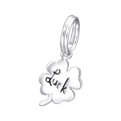 Lucky Clover Sterling Silver Charm with Split ring