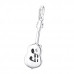 Silver Guitar Charm with Split Ring and Cubic Zirconia