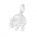Silver Elephant Charm with Split Ring and Cubic Zirconia