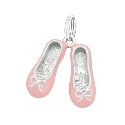 Silver Shoes Charm with Split Ring and Epoxy