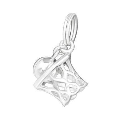 Silver Basketball Charm with Split Ring