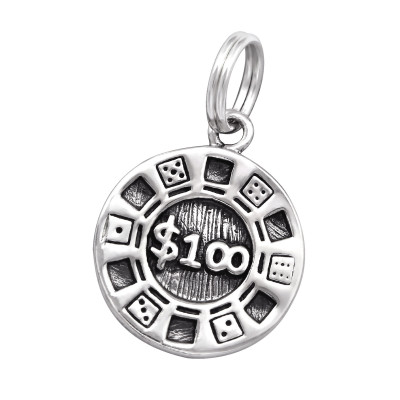Poker Chip Sterling Silver Charm with Split ring
