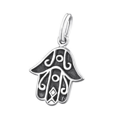 Silver Hamsa Charm with Split Ring