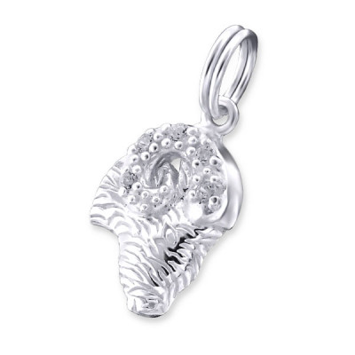 Aries Zodiac Sign Sterling Silver Charm with Split ring with Cubic Zirconia