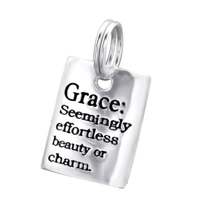 Tag Grace Sterling Silver Charm with Split ring