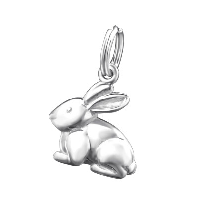 Rabbit Sterling Silver Charm with Split ring