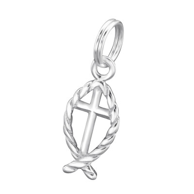 Silver Cross Charm with Split Ring