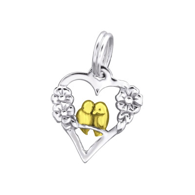 Love Bird Sterling Silver Charm with Split ring