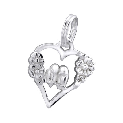 Silver Love Birds Charm with Split Ring