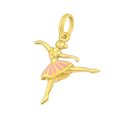 Silver Ballerina Charm with Split Ring with Epoxy