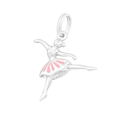 Silver Ballet Charm with Split Ring and Epoxy
