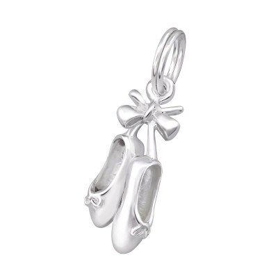 Silver Ballet Shoes Charm with Split Ring