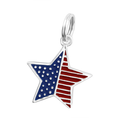 Silver Star Charm with Split Ring with Epoxy