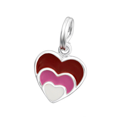 Silver Heart Charm with Split Ring with Epoxy