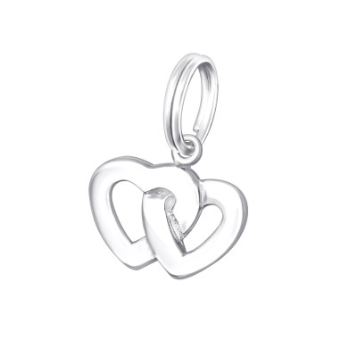 Double Heart Sterling Silver Charm with Split ring